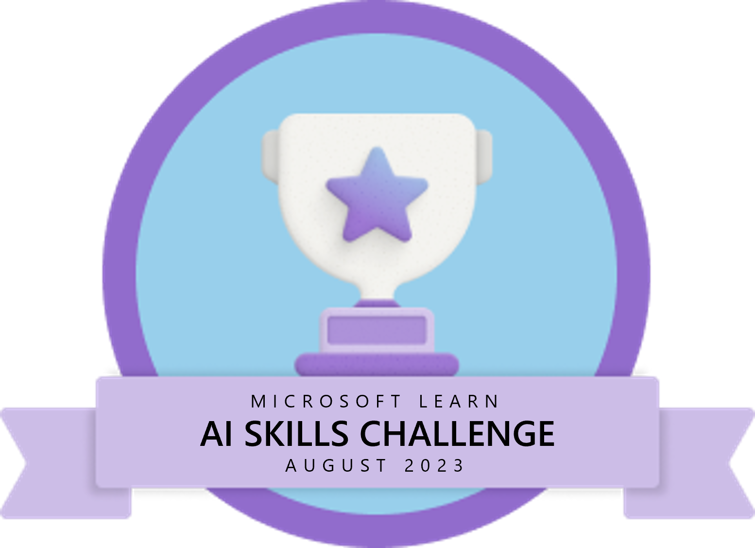 Microsoft Learn Challenge: AI Skills Challenge badge, August 2023