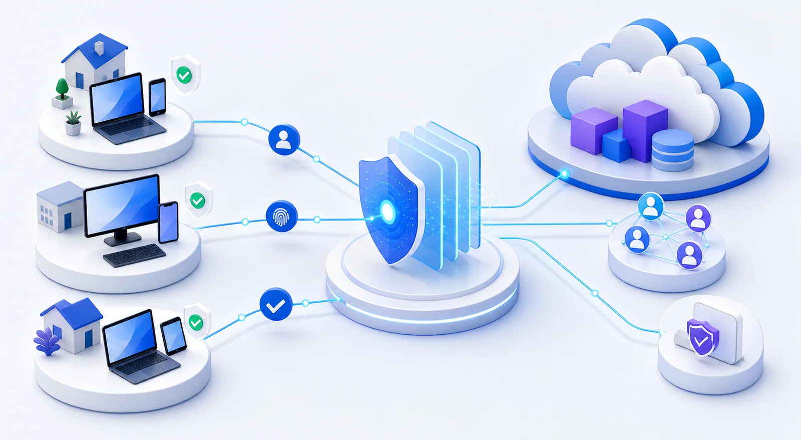 Generated mobile and remote workforce architecture diagram showing devices, secure access, synchronization, business applications, and reporting.